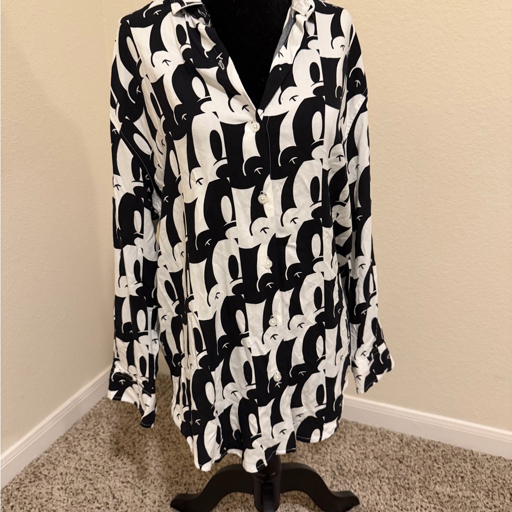 Disney Mickey Mouse Black and White Patterned Fabric